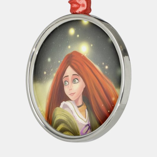 漫画の赤毛の女の子のオーナメント メタルオーナメント (左)