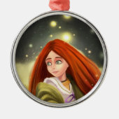 漫画の赤毛の女の子のオーナメント メタルオーナメント (正面)