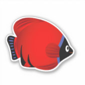 漫画の赤青の魚のシール シール (正面)
