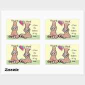 漫画の足Rectステッカーにハートを付けてありがとう 長方形シール (シート)