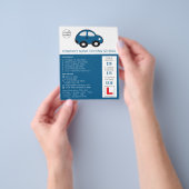 漫画の車、ドライビングスクール、インストラクター広告 チラシ (手)