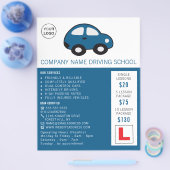 漫画の車、ドライビングスクール、インストラクター広告 チラシ (シングル)