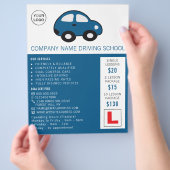 漫画の車、ドライビングスクール、インストラクター広告 チラシ (手)