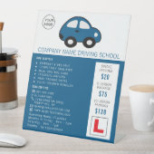 漫画の車、ドライビングスクール、インストラクター広告 台座サイン (インサイチュ)