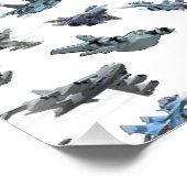 漫画の軍隊飛行機のシームレスなパターン ポスター (コーナー)