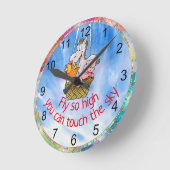 漫画の農場動物は、非常に高いTouchの空を飛ぶ ラウンド壁時計 (傾斜)