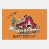 漫画の農場動物。編集可能x 3 ラッピングペーパーシート (正面3)