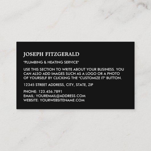 漫画の配管工、配管工、配管 名刺 (裏面)