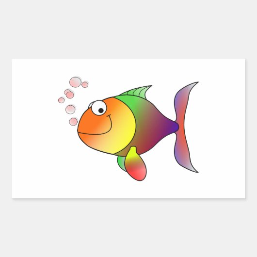 漫画の金魚 長方形シール (正面)