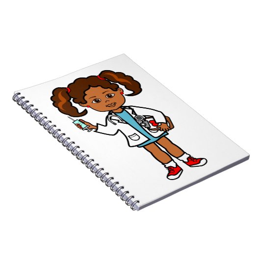 漫画の針を持つアフリカ系アメリカ人の女の子の医者 ノートブック (右側)