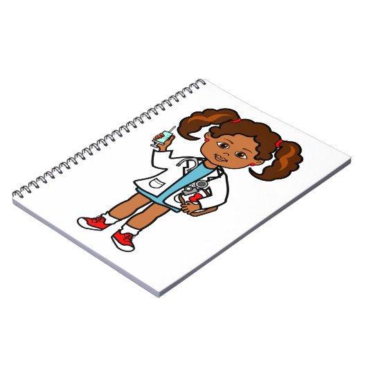 漫画の針を持つアフリカ系アメリカ人の女の子の医者 ノートブック (左側)