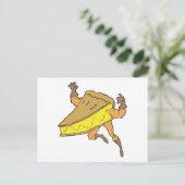 漫画の間抜けスーパーヒーロー強いカボチャのパイのスライス ポストカード (スタンド正面)