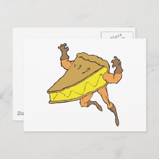 漫画の間抜けスーパーヒーロー強いカボチャのパイのスライス ポストカード (正面/裏面)