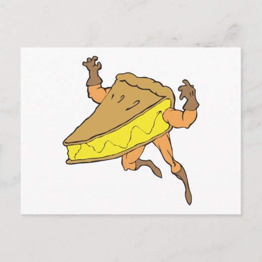 漫画の間抜けスーパーヒーロー強いカボチャのパイのスライス ポストカード (正面)