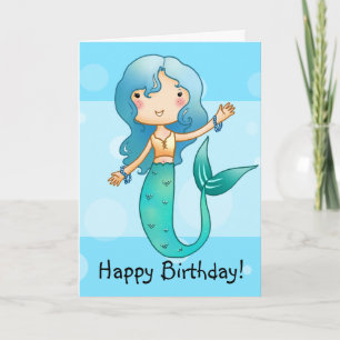 漫画の陽気な人魚の誕生日カード カード