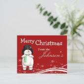 漫画の雪だるまのクリスマスの挨拶 シーズンポストカード (スタンド正面)