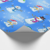 漫画の雪だるまを包むクリスマス ラッピングペーパー (角)