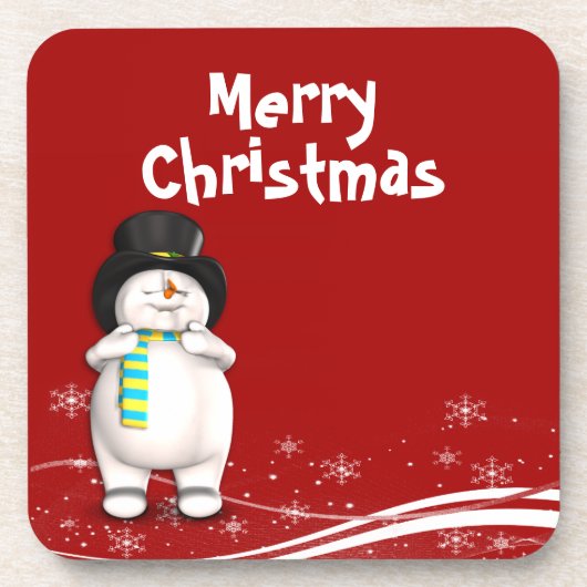 漫画の雪だるまクリスマス コースター (正面)