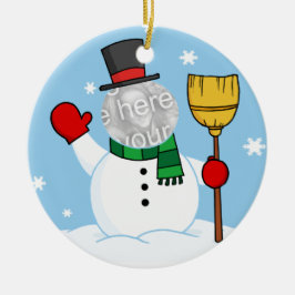 漫画の雪だるま顔写真 セラミックオーナメント