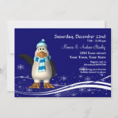 漫画の雪だるま&ペンギンクリスマスパーティー 招待状 (裏面)