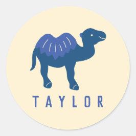 漫画の青いバクトリアラクダ 2つのコブ 個人名入り ラウンドシール