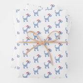 漫画の青いプードルポッシュポーズクリスマス ラッピングペーパーシート (インサイチュ)