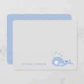 漫画の青い妊娠中のホエールボーイ双子の赤ちゃんシャワー サンキューカード (正面/裏面)