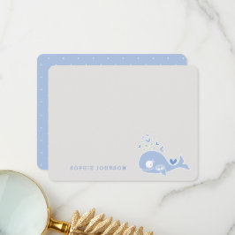 漫画の青い妊娠中のホエールボーイ双子の赤ちゃんシャワー サンキューカード