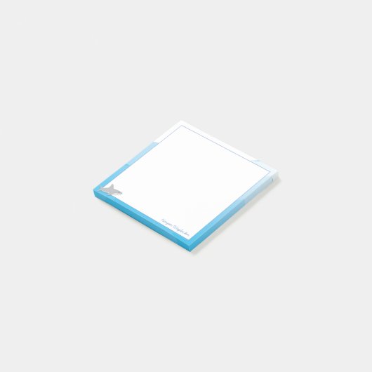 漫画の青い白い灰色のサメ動物名 ポストイット (アングル)