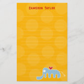 漫画の青い象の子供たちドットありがとう 便箋 (正面)