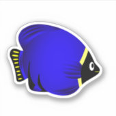 漫画の青い黄色の魚のシール シール (正面)