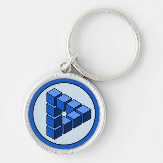 漫画の青い黒い玩具ブロック三角形ベクトルアート キーホルダー (正面)