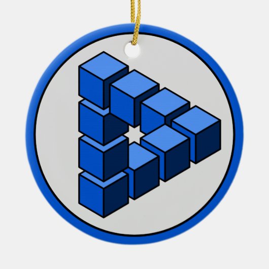 漫画の青い黒い玩具ブロック三角形ベクトルアート セラミックオーナメント (正面)