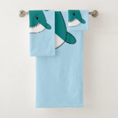 漫画の青と白のサメ バスタオルセット (インサイチュ)