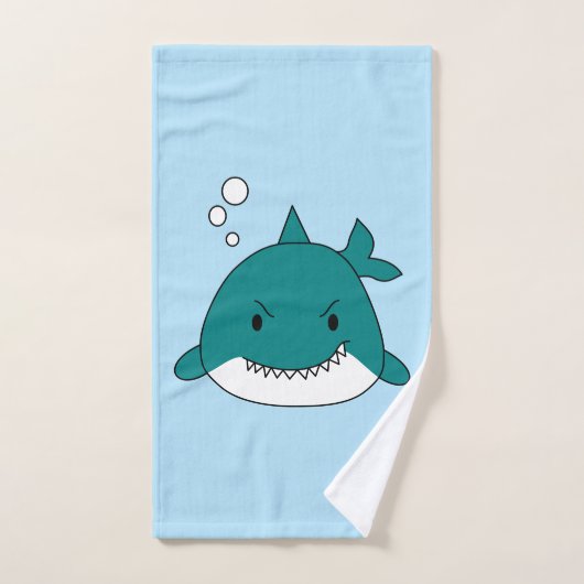 漫画の青と白のサメ バスタオルセット (ハンドタオル)