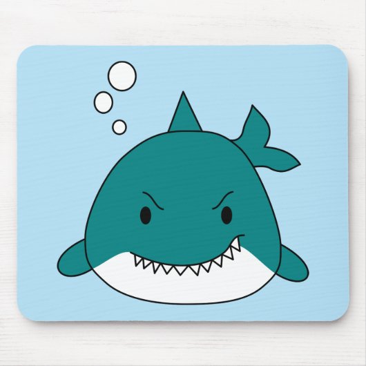 漫画の青と白のサメ マウスパッド (正面)