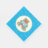 漫画の青と黄色のテディベア赤ちゃんシャワー スタンダードランチョンナプキン (角)