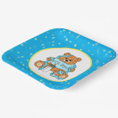 漫画の青と黄色のテディベア赤ちゃんシャワー ペーパープレート (傾斜あり)