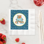 漫画の青と黄色のテディベア赤ちゃんシャワー 縁ありランチョンナプキン (インサイチュ)