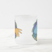 漫画の青及び金ゴールドのコンゴウインコ フロストグラスマグカップ (中央)