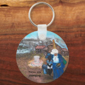 漫画の頬、時間が変化している キーホルダー (正面)