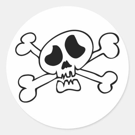 漫画の頭のスカル ラウンドシール (正面)