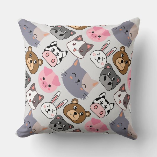 漫画の頭のパターン.wオフホワイトBG クッション (正面)