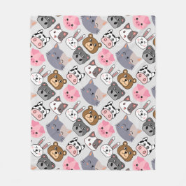 漫画の頭のパターン.wオフホワイトBG フリースブランケット