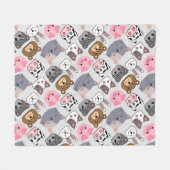 漫画の頭のパターン.wオフホワイトBG フリースブランケット (正面(横))