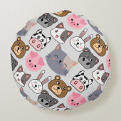 漫画の頭のパターン.wオフホワイトBG ラウンドクッション (裏面)