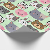 漫画の頭のパターン.w緑BG ラッピングペーパー (角)