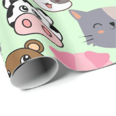 漫画の頭のパターン.w緑BG ラッピングペーパー (ロールコーナー)