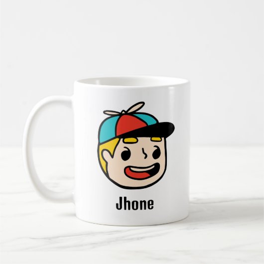 漫画の顔で名前をおもしろいカスタマイズ コーヒーマグカップ (左)