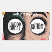 漫画の顔の大きな目のハッピーバースデー 長方形シール (正面)